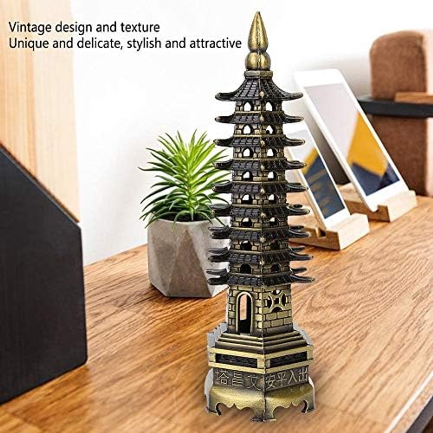 Wenchang Pagodetoren Decoratie van Metaal, 18 cm