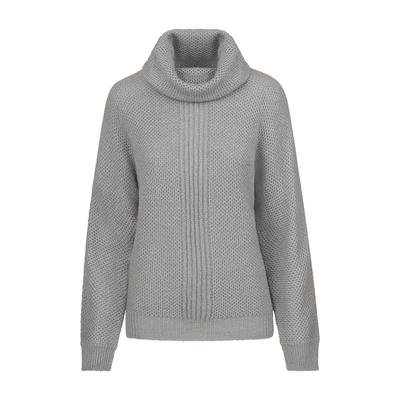 Rundhalspullover GOLDNER "Weicher Pullover mit Fledermausärmeln", Damen, Gr. 48/50, grau, Pullover Rundhalspullover, angenehmer halsferner Rollkragen