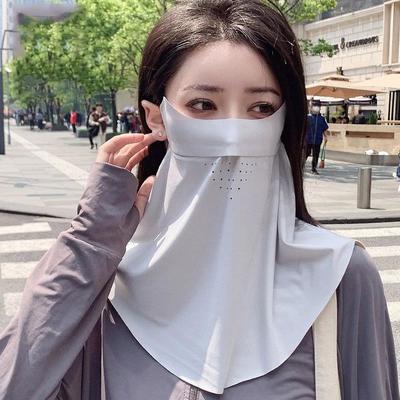 Inspired Living Ice Silk UV Protection Face Cover For Women Breathable Summer Sun Mask light Gray