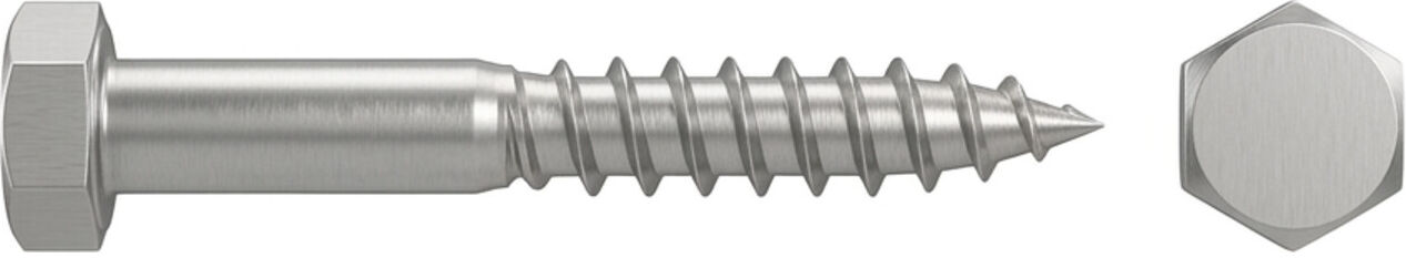 Industrial Quality Supplies DIN571 Sechskant-Holzschraube 12x50 Stahl galvanisch verzinkt, zum Befestigen von Holz auf Holz oder Metall, 5710100000000 (005710100120050)