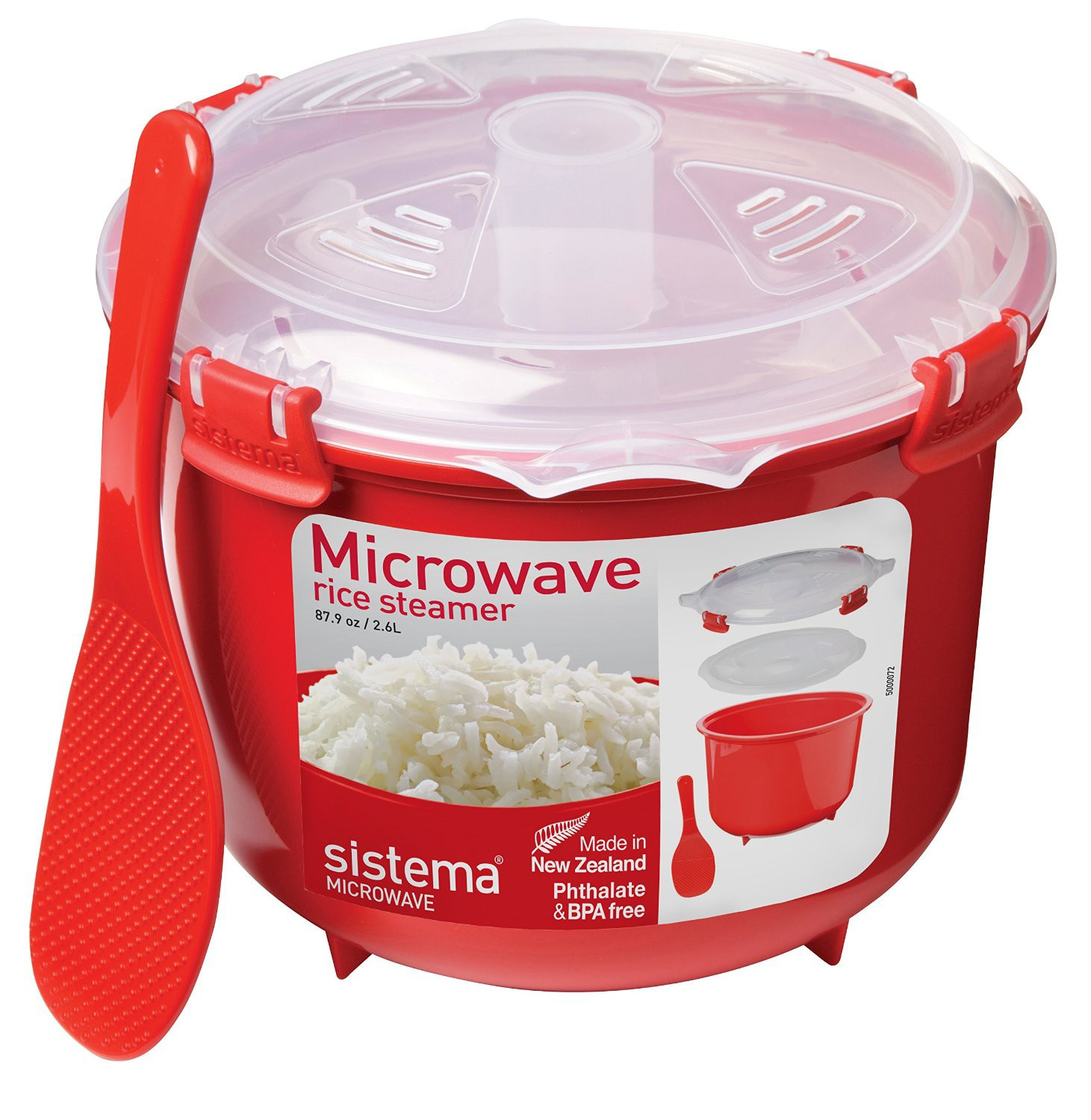Sistema SI1110 Mikrowelle Rijstkoker, Rood, 2,6 l, Hoogte: 16,1 cm