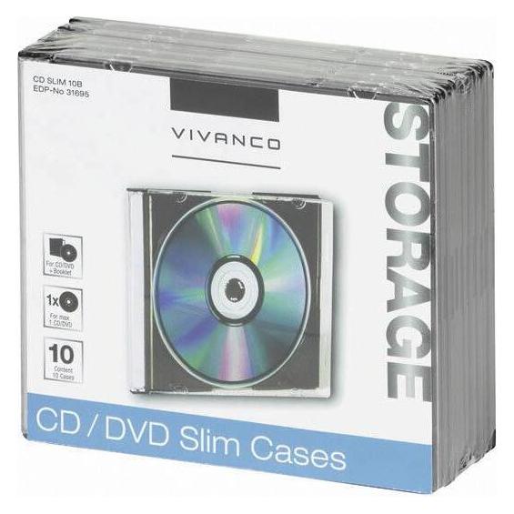 Vivanco CD/DVD Slim Case, 10er Pack (VVCDDVD10PZSLMK)