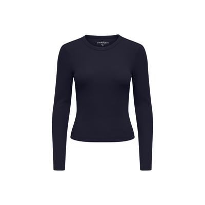 Longsleeve ONLY "Longsleeve NLVAL O-NECKT SWEAT 1er Pack", Damen, Gr. M, blau (dunkelblau), Obermaterial: 95% Baumwolle CO. 5% Elasthan EL., Shirts