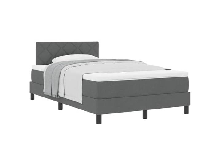 PUGYNBK Boxspringbett, 120 x 200 cm, Dunkelgrau, mit Matratze Verstellbares Kopfteil, atmungsaktiver Stoff, Holzrahmen, Schaumstoff und Federn