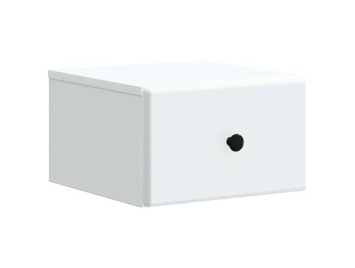 KUPTYERFG Wandnachttisch Weiß 34,5x33x20 cm Hängender Nachtschrank Kompakter Hängeschrank fürs Schlafzimmer mit Schublade und offenem Fach für geordnete Aufbewahrung auf kleinem Raum.