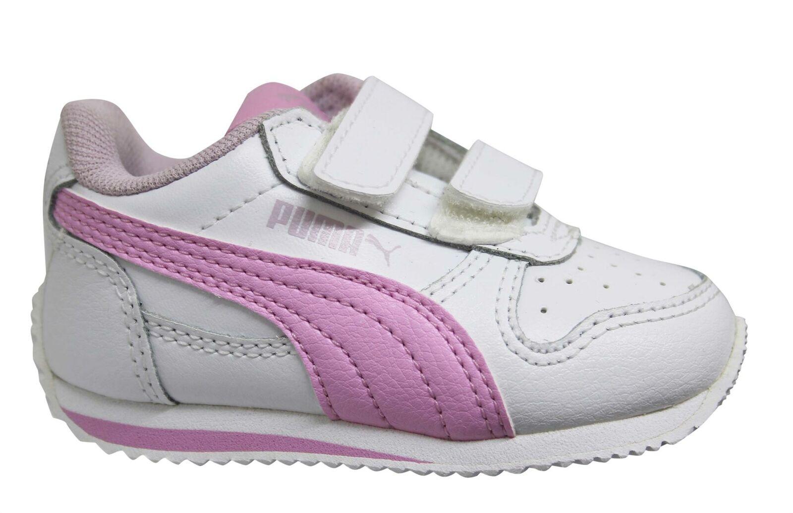 Puma Fieldsprint Leather Hook & Loop Kids White Low Toddlers Trainers 354597 52