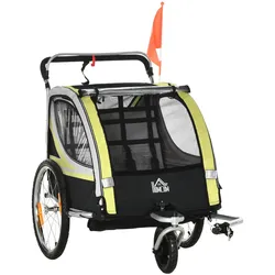 FAHRRADANHÄNGER für 2 Kinder, Schiebefunktion, Regenschutz, Gelb