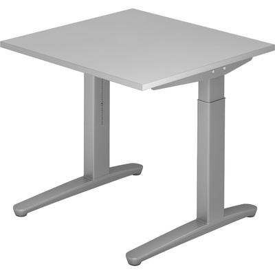 Hammerbacher Schreibtisch C-Fuß 80x80cm Grau/Silber