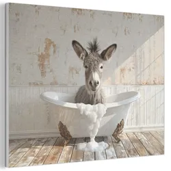 AKUSTIKBILD Esel - Tiere - Badewanne - Schaumstoff Gemälde 80x60 cm