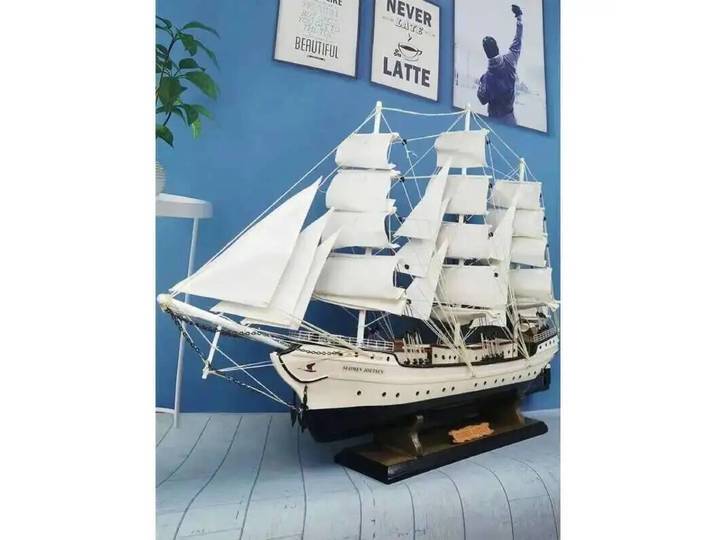 Modèle de bateau à voile en bois, décoration cygne blanc, plusieurs objets nautiques pour salon, bureau, cadeau de pendaison de crémaillère