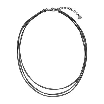 Kette ohne Anhänger JOBO "mehrreihig layering", schwarz, Halsketten, Damen, Silber 925 (Sterlingsilber), L: 47, 925 Silber 47 cm