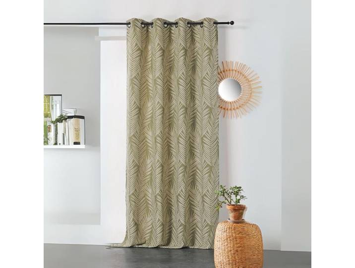Rideau imprimé feuille de palmier coton vert 140x240 cm