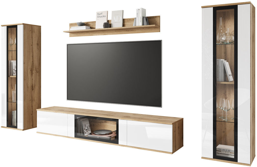 Metro Demetrice TV Stand for TVs up to 75" White/Brown Wood 75"