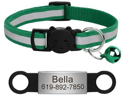 Uplift Treasures Personalized Reflective Cat Collar With Engraved ID Tag 14