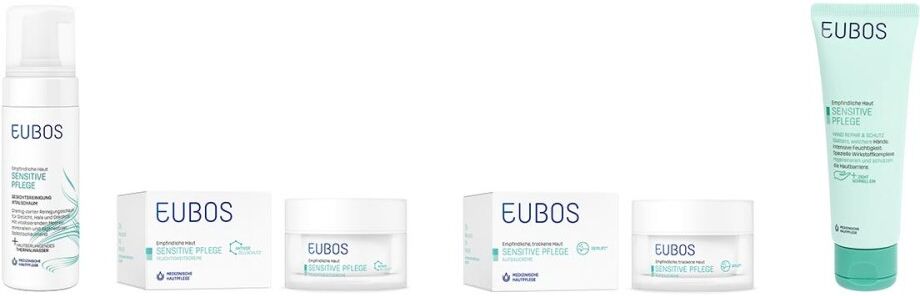 Eubos Sensitive Schaum, Feucht.creme, Aufbaucreme & Handcreme 1Set