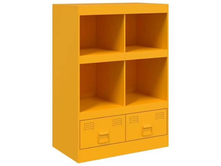 GHVBNMF Highboard Senfgelb 67x39x95 cm Stahl Beistellschrank Kommode Moderner Metallschrank aus kaltgewalztem Stahl für Wohnzimmer und Büro mit 2 Schubladen und 4 Fächern.