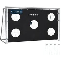 Relaxdays Großes Fußballtor aus Stahl Grau,Schwarz