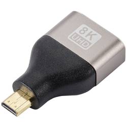 SpeaKa Professional SP-11302016 HDMI Adapter [1x HDMI-Stecker D Micro - 1x HDMI-Buchse] Schwarz, Silber UHD 8K @ 60 Hz, UHD 4K @ 120 Hz