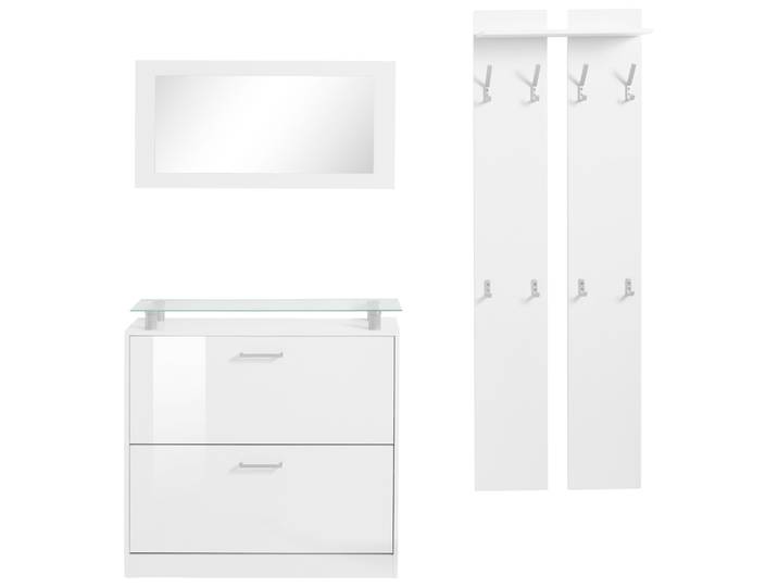 Garderoben-Set BORCHARDT MÖBEL Finn , weiß (weiß matt, weiß hochlganz), Kastenmöbel-Sets, Garderoben-Set, mit Glasablage