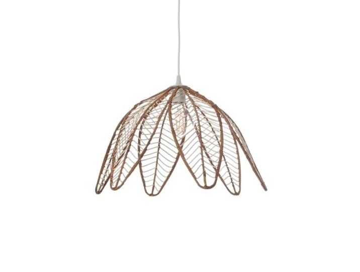LUSSIOL - Luminaire FLOWER\, Suspension en Rotin naturel\, forme Fleur\, Marron et Naturel\, 49 cm de diamètre