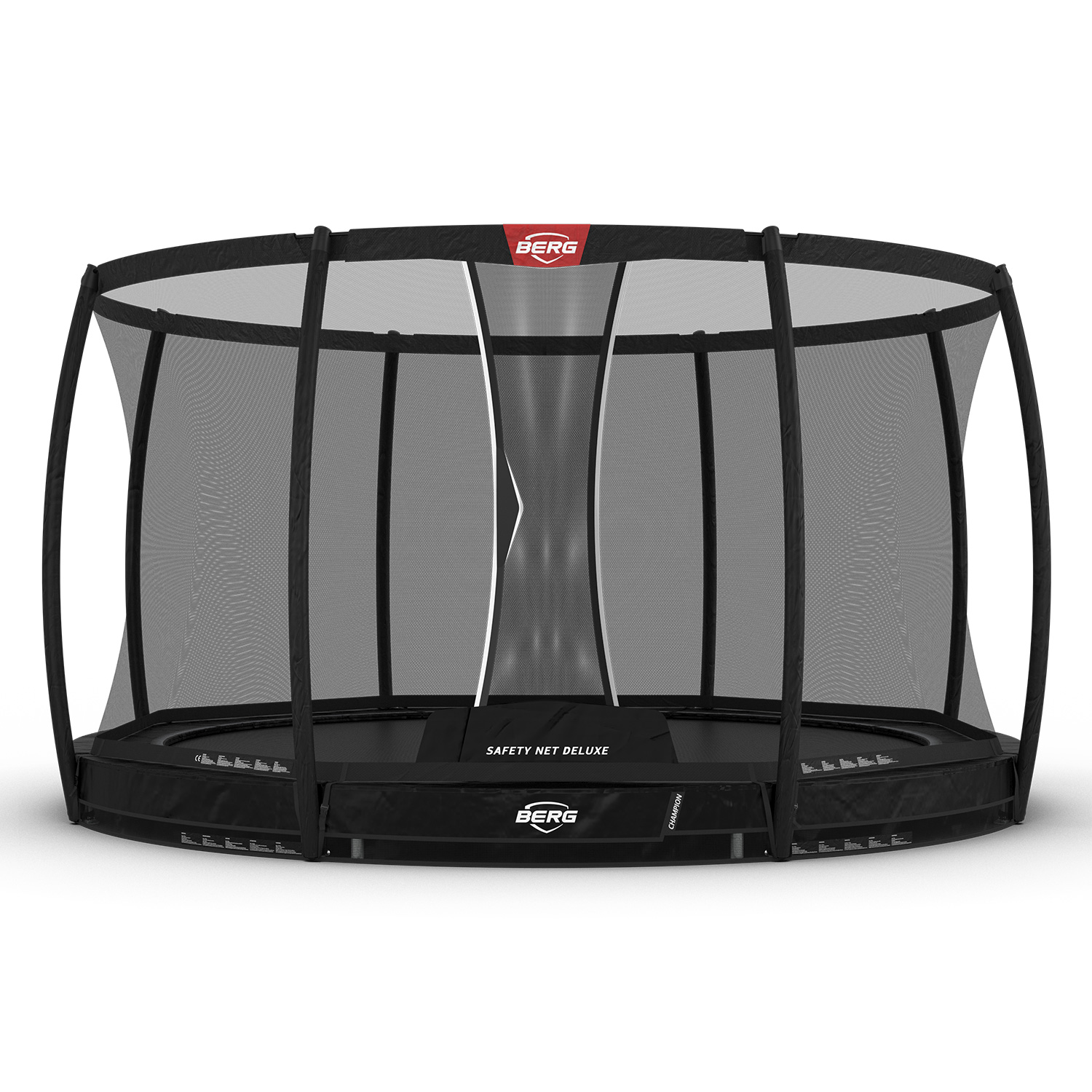 BERG inground Trampolin rund Champion schwarz 380 cm mit Sicherheitsnetz deluxe