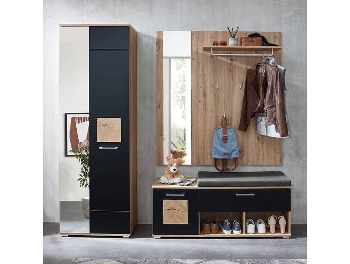 Ensemble d’entrée - 3 éléments 206 x 195 x 38cm Marron/Noir/Noir mat