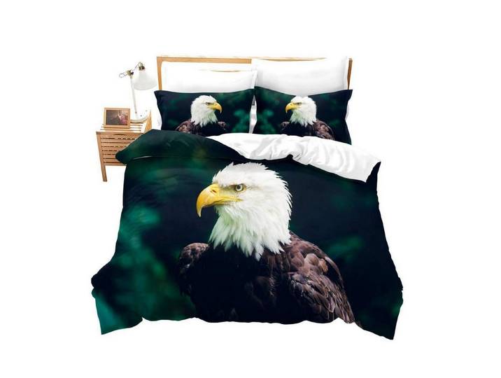 LuxusKollektion Kinderbettwäsche Bettwäsche Set 3D Adler 155x220cm Mikrofaser Mehrfarbig