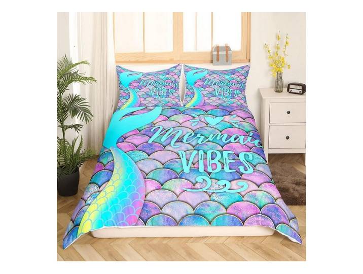 LuxusKollektion Kinderbettwäsche Bettbezug Meerjungfrau 135x200 Fischschuppen