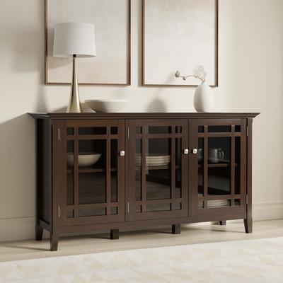 "WYNDENHALL Freemont SOLID WOOD 62 inch Wide Transitional Wide Storage Cabinet in Dark Tobacco Brown - 18"" D x 62"" W x 34"" H"