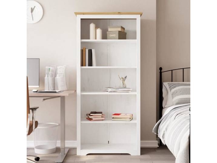 Bibliothèque BODO marron 80x38x180 cm bois pin massif 5 niveaux 355081