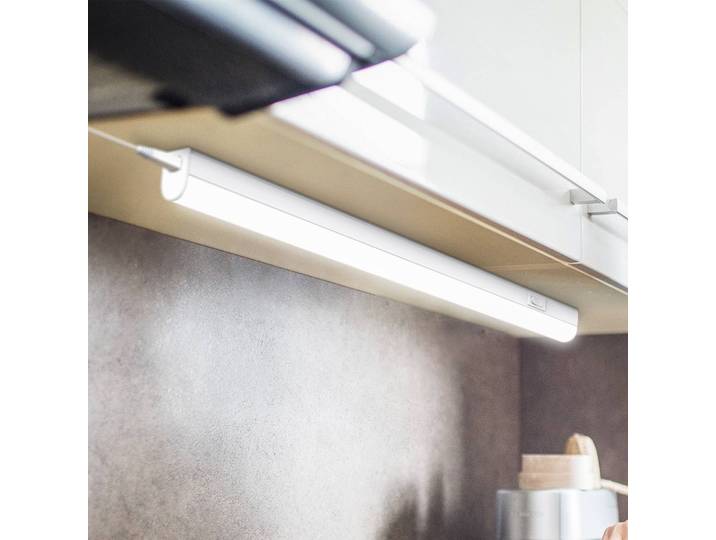 B.K. Licht LED-Unterschrankleuchte Xaver, Länge 87,3 cm, 2er-Set 4000 K Xaver, weiß / opal, für Küche, Kunststoff