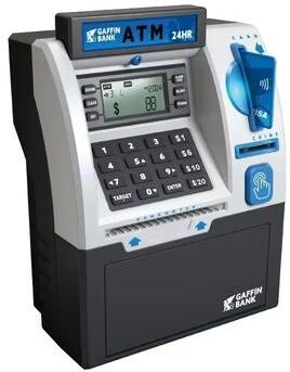 Inspired Finds Kids ATM Piggy Bank Electronic Password Saving Box With Swipe Card black