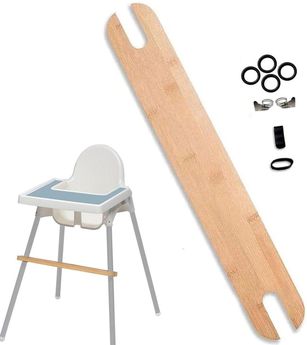 Verstelbare bamboe voetsteun met antislip voor IKEA Antilop kinderstoel, multicolor