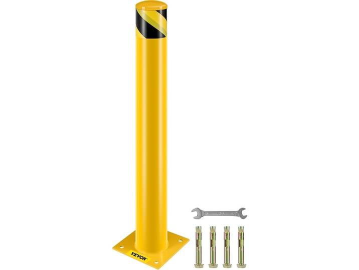 VEVOR Borne de sécurité pour parking 91\,4 cm Poteau de barrière de parking\, 20 x 20 cm Barrière de parking Poteau de parking\, Poteau de tube de route de circulation Barre\, Convient pour l'intérieur et l'extérieur\, les parkings