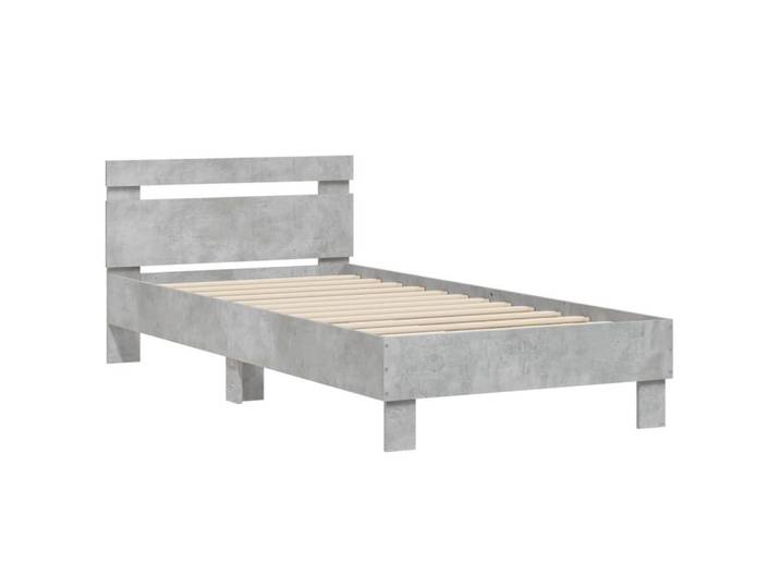 furnicato Bettgestell mit Kopfteil 203x95x70 cm Betongrau Massivholz (1-tlg)