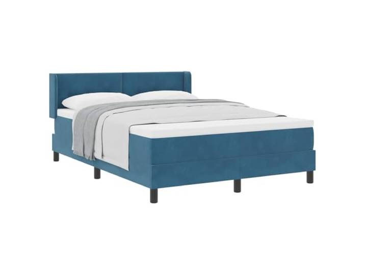 KKgypkn Boxspringbett Samt Dunkelblau 140x190 cm mit Matratze Mittelfest und höhenverstellbarem Kopfteil