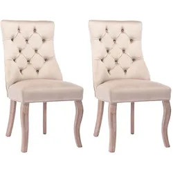 Merax Esszimmerstühle 2 Stk. Polsterstuhl Wohnzimmer mit Rückenlehne Beige Samt