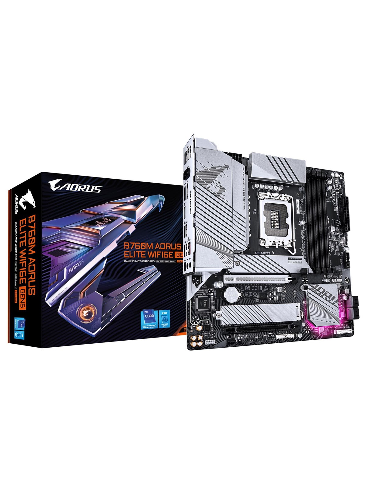 GIGABYTE B760M AORUS ELITE WIFI6E GEN5 Mainboard - Intel B760 - Intel LGA1700 - DDR5 RAM - Micro-ATX