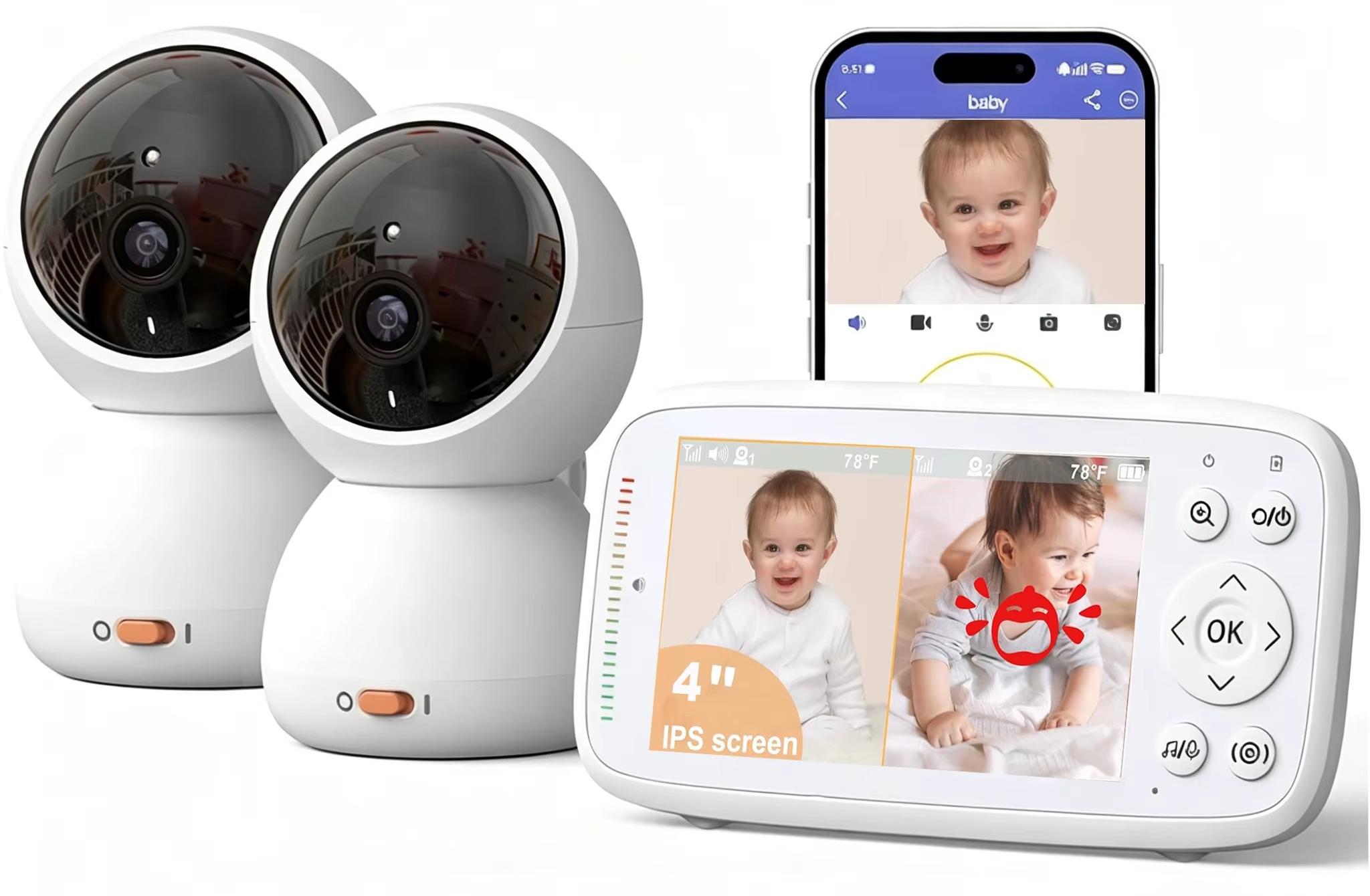 Babyphone - Video-Babyphone - HD 1080p - 10 cm IPS-LCD - 2-Wege-Kommunikation - VOX - Automatische Infrarot-Nachtsicht 5 m - Temperaturmessung