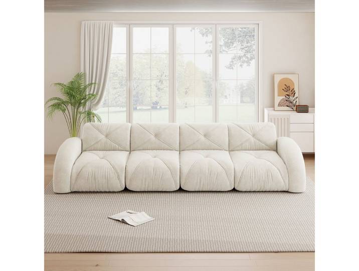 BBWL Sofa aus Chenille, extra groß, rutschfest, weich und ohne Montage, Rahmenloses 4-Sitzer Modulsofa für Wohnzimmer