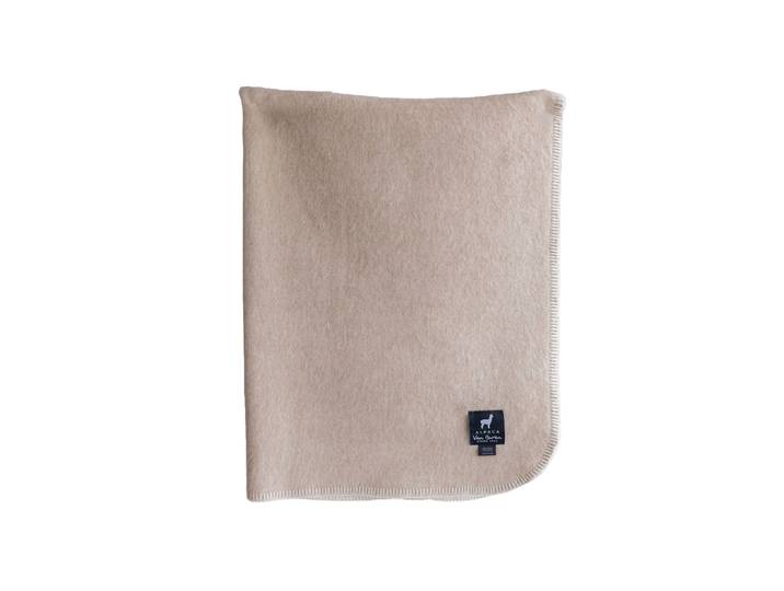 Babydecke aus reiner Alpakawolle - Beige & Grau - 95x75 cm - Beige - Alpakawolle - Luxusbetten24
