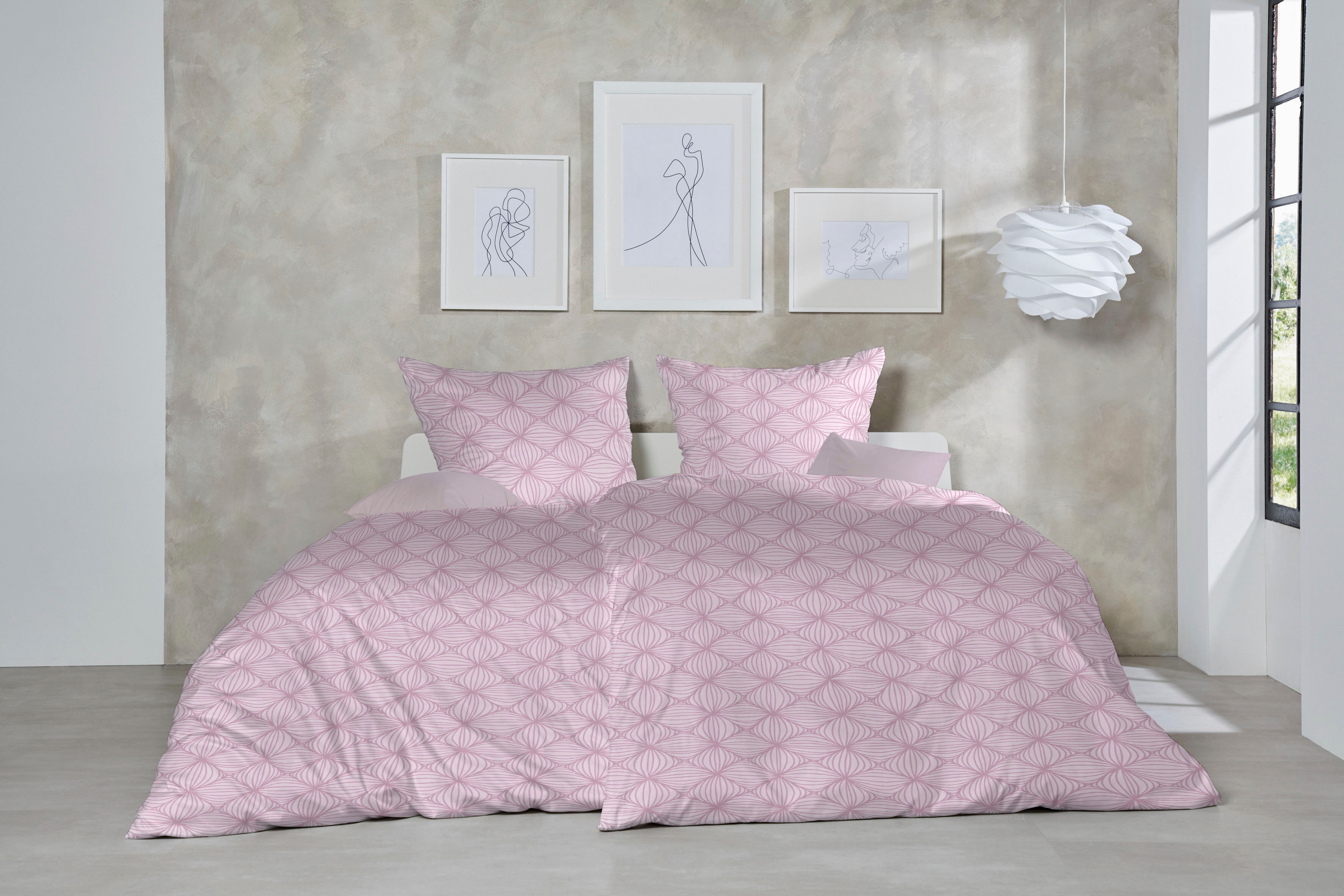Bettwäsche PRIMERA "Biber-Bettwäsche Rosarot", rosa (altrosa), B/L: 155cm x 220cm, 1 Stk., 1 Stk., Biber, B/L: 80cm x 80cm, 2 Stk., Biber, Obermaterial: 100% Baumwolle, Bettwäsche, Bettwäsche, Mit einem traumhaften rosaroten Muster altrosa B/L: 155cm x 22