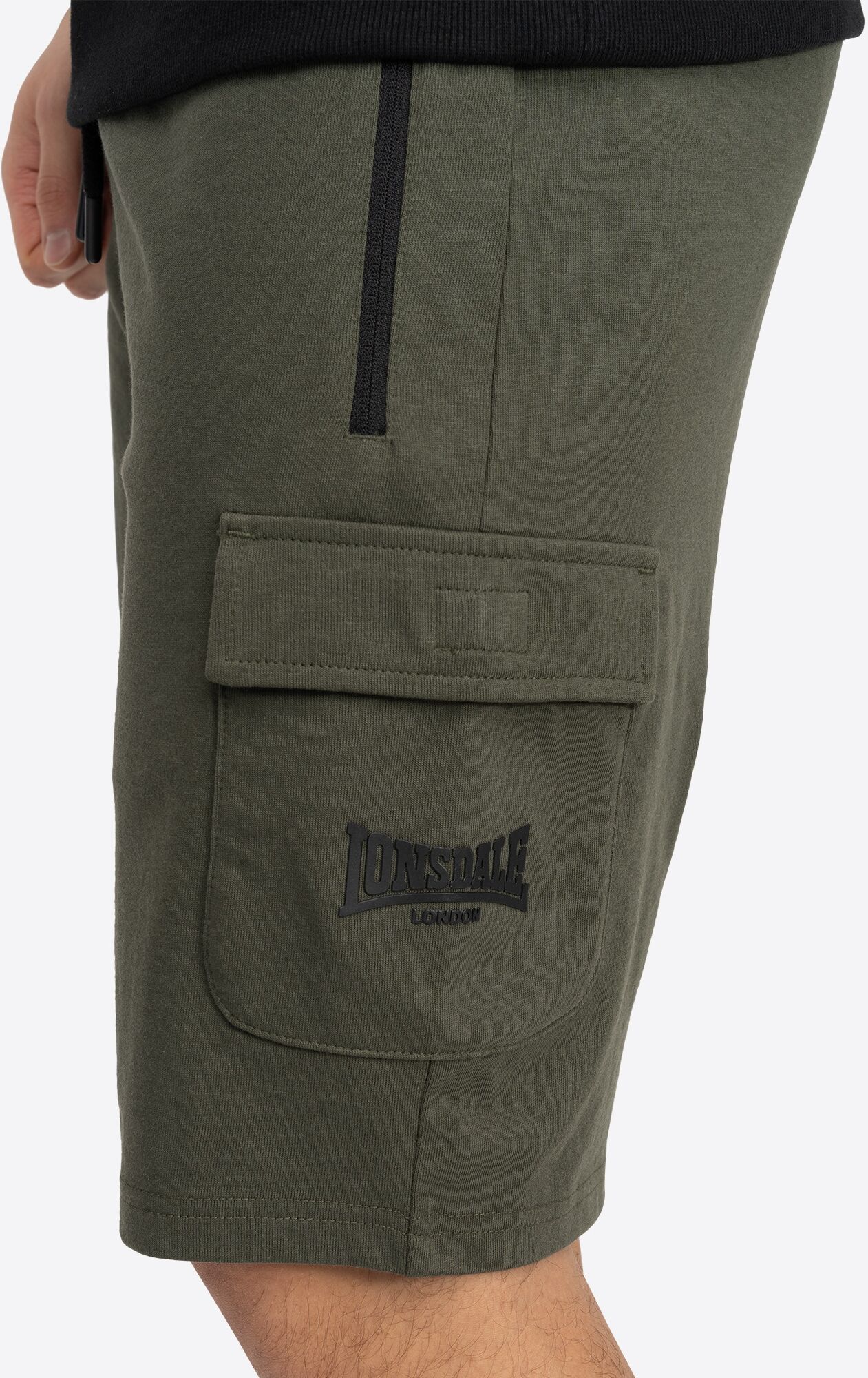 Cargoshorts LONSDALE "TOTTON", Herren, Gr. S, N-Gr, grün (olive, schwarz), Obermaterial: 60% Baumwolle, 40% Polyester, Hosen Cargoshorts olive, schwarz S, N-Gr