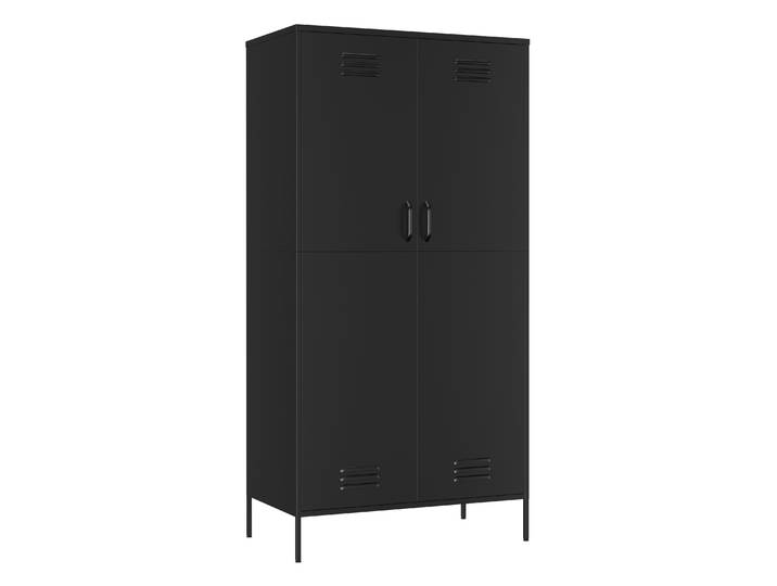 Garderobe Spind Metall mit 2 Türen 90 x 180 cm schwarz