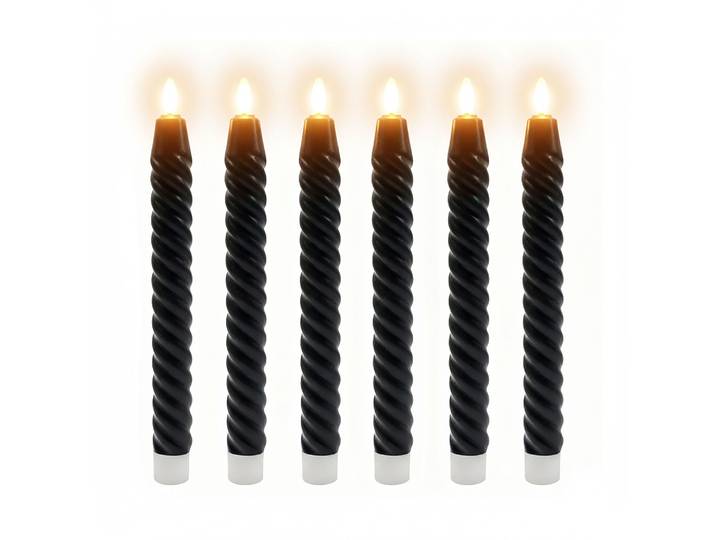 LED Stabkerzen 6er-Set Schwarz