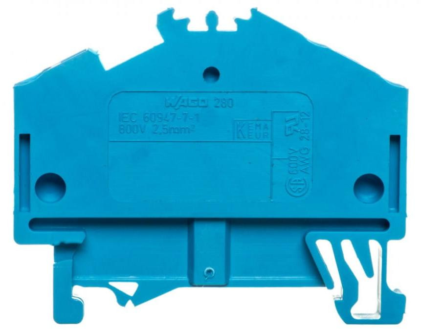 WAGO doorgaande klem 3-aderig type 280-651 2,5 mm² blauw