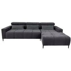 BOOOM Ecksofa mit Funktion Madrid Stoff Grau Anthrazit