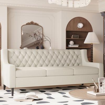 Direct Wicker Mid Century Modern Button Tufted Backrest Foam Couches