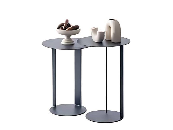 Xlmoebel Satztisch Edelstahl Beistelltische in Grauton – modern und pflegeleicht (Beistelltisch-Set, 2-St., 2-tlg), Made in Europa