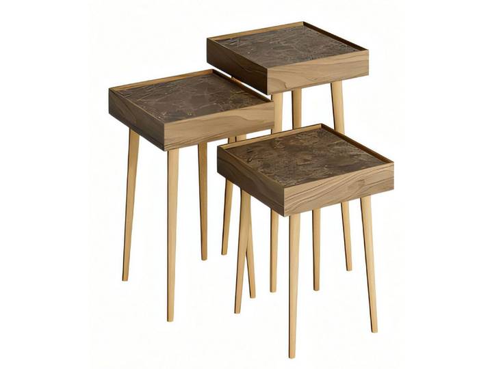 JVmoebel Beistelltisch Eleganter Holz Tisch in Braun, vielseitig und funktional (3-St., MaßeBeistelltisch 1, MaßeBeistelltisch 2, MaßeBeistelltisch 3), Made in Europe